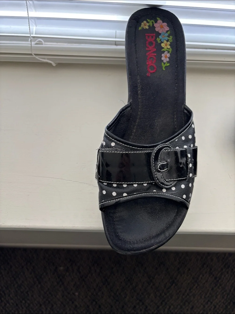 BONGO Black Studded Wedge Slide Sandals